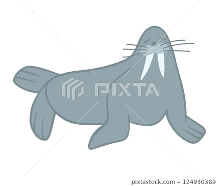 Vector isolated illustration of a walrus on a white background. Vector isolated illustration of a walrus on a white background. 124930389