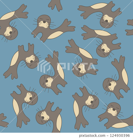 Vector isolated illustration of a pattern with fur seals. 124930396