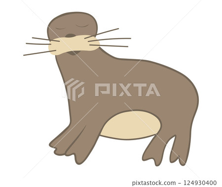 Vector isolated illustration of a cartoon fur seal on a white background. 124930400