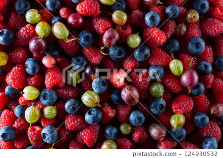 texture of fresh berries variety of fruit set and berries raspberries, currants, black berries blueberries mulberries and blackberries 124930532