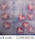 red hearts under ice. Frosted heart concept, icy love 124930556