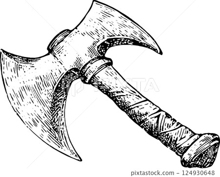 Illustration of a Double-Headed Axe Illustration of a Double-Headed Axe 124930648