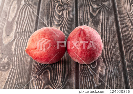 Ripe sweet juicy fresh Peach 124930856