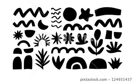 Boho Abstract Nature Collage in Rectangular Layout. A boho abstract nature collage featuring hand-drawn. Boho Abstract Nature Collage in Rectangular Layout. A boho abstract nature collage featuring hand-drawn. 124931437