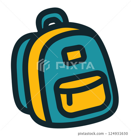 Colorful Backpack Cartoon Icon School Student Accessory 124931630