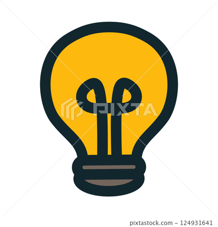 Yellow Lightbulb Creative Idea Cartoon School Concept Yellow Lightbulb Creative Idea Cartoon School Concept 124931641