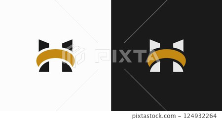 Unique and modern H initials logo design 124932264