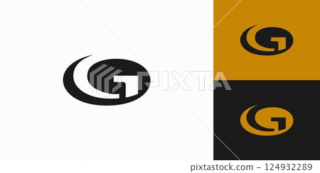 The G logo design is modern and professional with black and gold accents 124932289