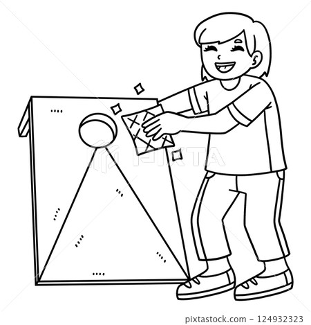 Cornhole Girl Cleaning Board Isolated Coloring Cornhole Girl Cleaning Board Isolated Coloring 124932323