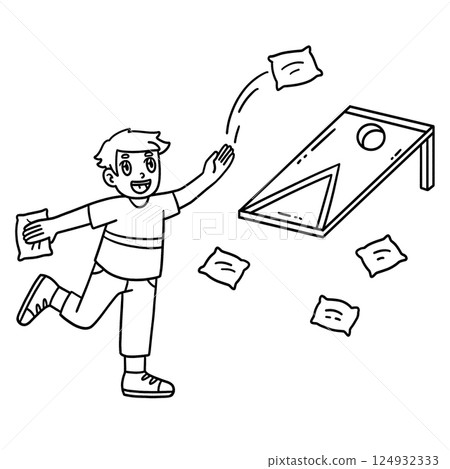 Cornhole Boy Tossing Bags Isolated Coloring Page Cornhole Boy Tossing Bags Isolated Coloring Page 124932333