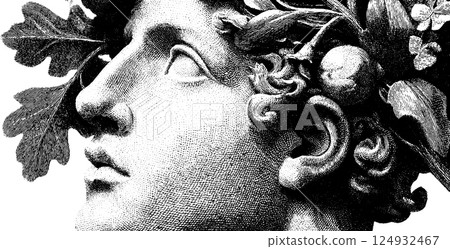 Classical roman sculpture: young male in profile with laurel Classical roman sculpture: young male in profile with laurel 124932467