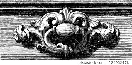 Vintage ornate wood carving with intricate baroque style details 124932478