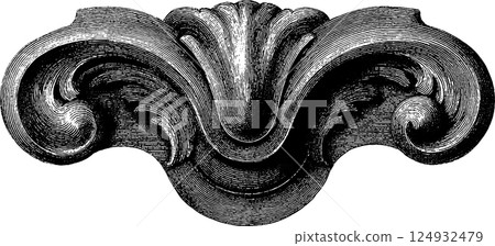 Ornate black and white vintage baroque ornament design 124932479