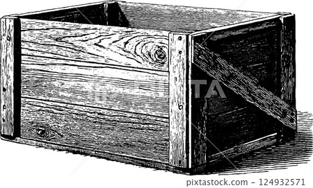 Vintage wooden crate with planks and cross supports 124932571