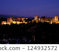 The Alhambra Palace in Granada at night, illuminated in a magical light 124932572