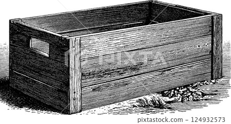 Rustic wooden box with simple design and open top for storage Rustic wooden box with simple design and open top for storage 124932573
