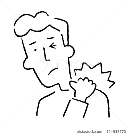 Man who worries about stiff shoulders_black and white 124932770