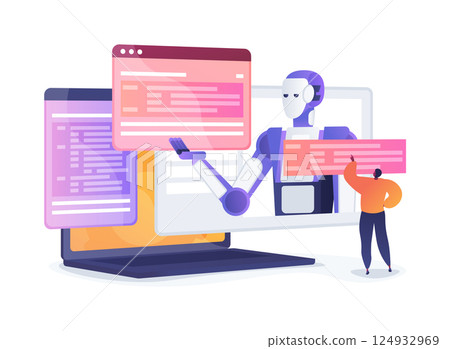 AI Collaborative Coding Assistants abstract concept vector illustration. 124932969