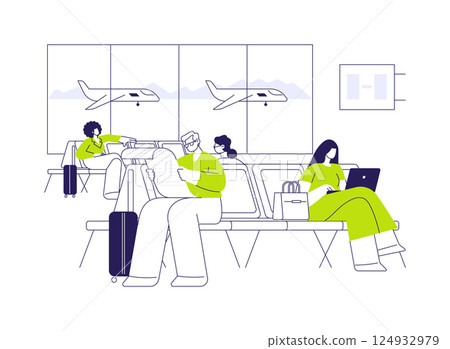 Airport waiting area abstract concept vector illustration. Airport waiting area abstract concept vector illustration. 124932979
