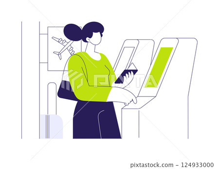 Self-check-in abstract concept vector illustration. Self-check-in abstract concept vector illustration. 124933000