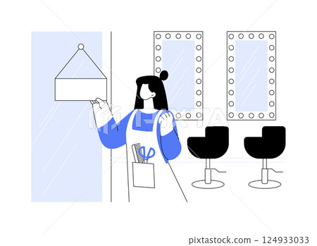 Opening beauty salon isolated cartoon vector illustrations. Opening beauty salon isolated cartoon vector illustrations. 124933033