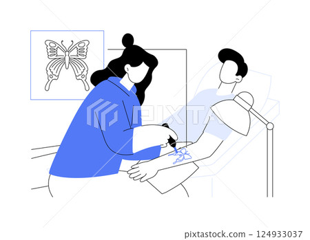 Making tattoo isolated cartoon vector illustrations. Making tattoo isolated cartoon vector illustrations. 124933037