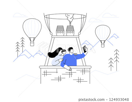 Hot air balloon tour isolated cartoon vector illustrations. 124933048