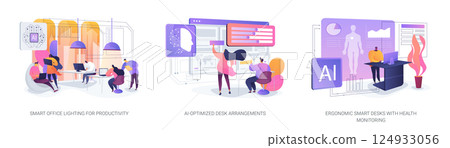 AI and Smart Tech Enhancing Workspaces abstract concept vector illustrations. AI and Smart Tech Enhancing Workspaces abstract concept vector illustrations. 124933056