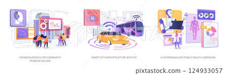 AI and IoT for Smarter, Sustainable Communities abstract concept vector illustrations. AI and IoT for Smarter, Sustainable Communities abstract concept vector illustrations. 124933057