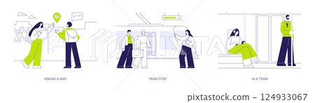 City tram abstract concept vector illustrations. 124933067