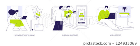 Long distance bus abstract concept vector illustrations. 124933069