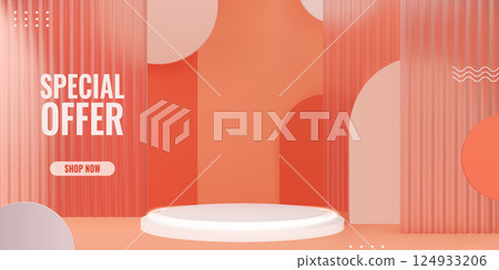 3D realistic orange podium scene 3D realistic orange podium scene 124933206