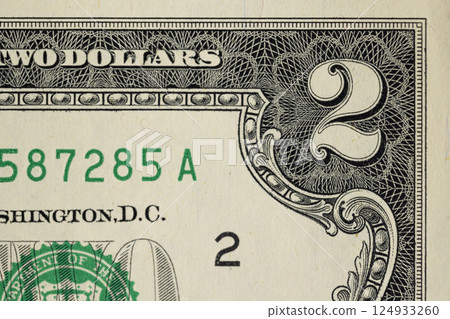two United States dollar paper banknote parts 124933260