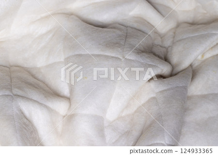 part of the fabric from which the mattress is sewn after prolonged use, closeup part of the fabric from which the mattress is sewn after prolonged use, closeup 124933365