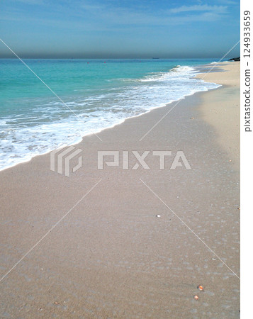 Blue sea view United Arab Emirates. Sharjah beach. 124933659