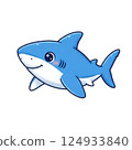 Simple and cute shark illustration 124933840