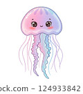 Simple and cute jellyfish illustration 124933842