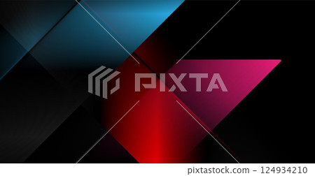 Colorful glossy geometric stripes abstract tech background 124934210