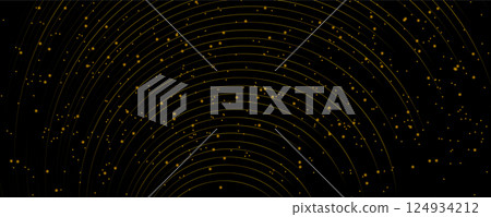 Shiny golden circular lines and small dots abstract geometric luxury banner design Shiny golden circular lines and small dots abstract geometric luxury banner design 124934212