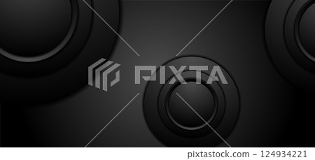 Black minimal geometric abstract background with circles Black minimal geometric abstract background with circles 124934221