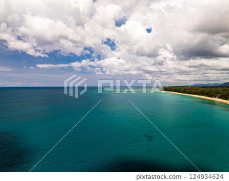 Sea surface aerial view,Bird eye view photo of waves water surface texture,Summer sea background,Beautiful nature Amazing view sea background 124934624