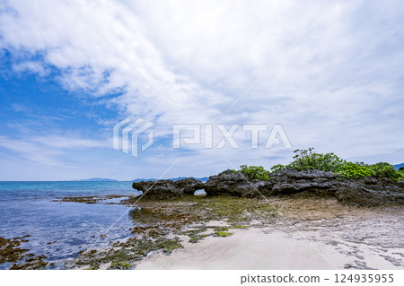 Enjoy the world of corals and rocks at low tide in Tabaga, Ishigaki Island, Okinawa Enjoy the world of corals and rocks at low tide in Tabaga, Ishigaki Island, Okinawa 124935955