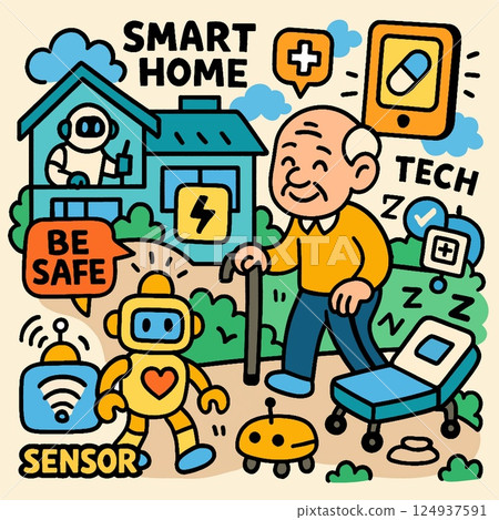 Smart home technology for elderly safety care 124937591