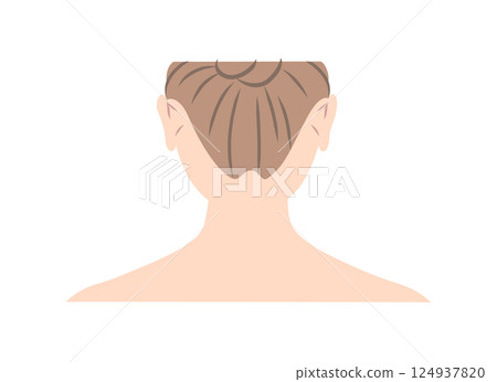 女性頸背向後的插圖素材 124937820