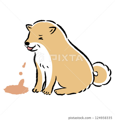 手繪老年犬嘔吐插圖 124938335