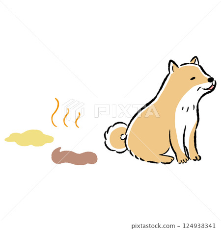 Illustration of a senior dog peeing 124938341
