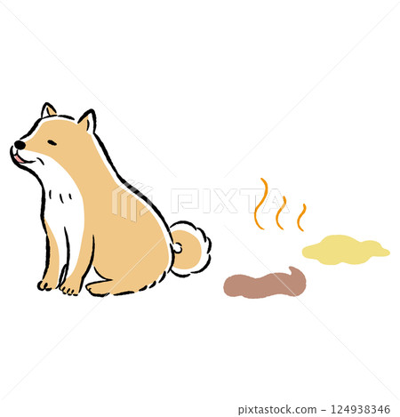 Illustration of a senior dog peeing 124938346