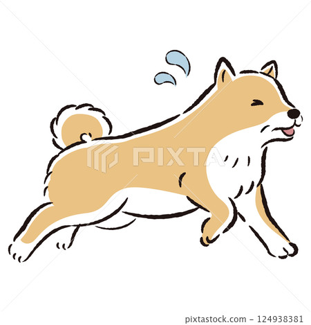 一隻老狗帶著困擾的表情跑開的插圖 一隻老狗帶著困擾的表情跑開的插圖 124938381