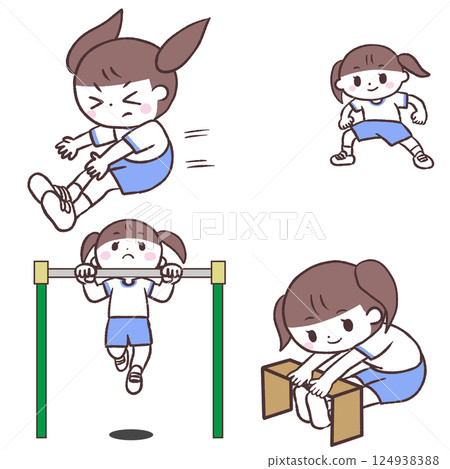 體能測試女孩設定插圖 124938388
