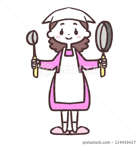 烹飪風格的女人插畫 124938427